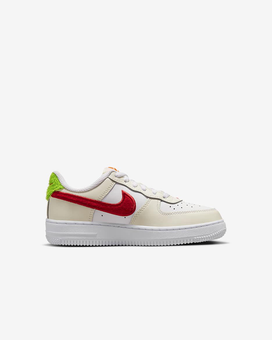 Nike Force 1 LV8 Kids Size 3Y (PS) Sneakers White Leather Metallic Swoosh Pack deals